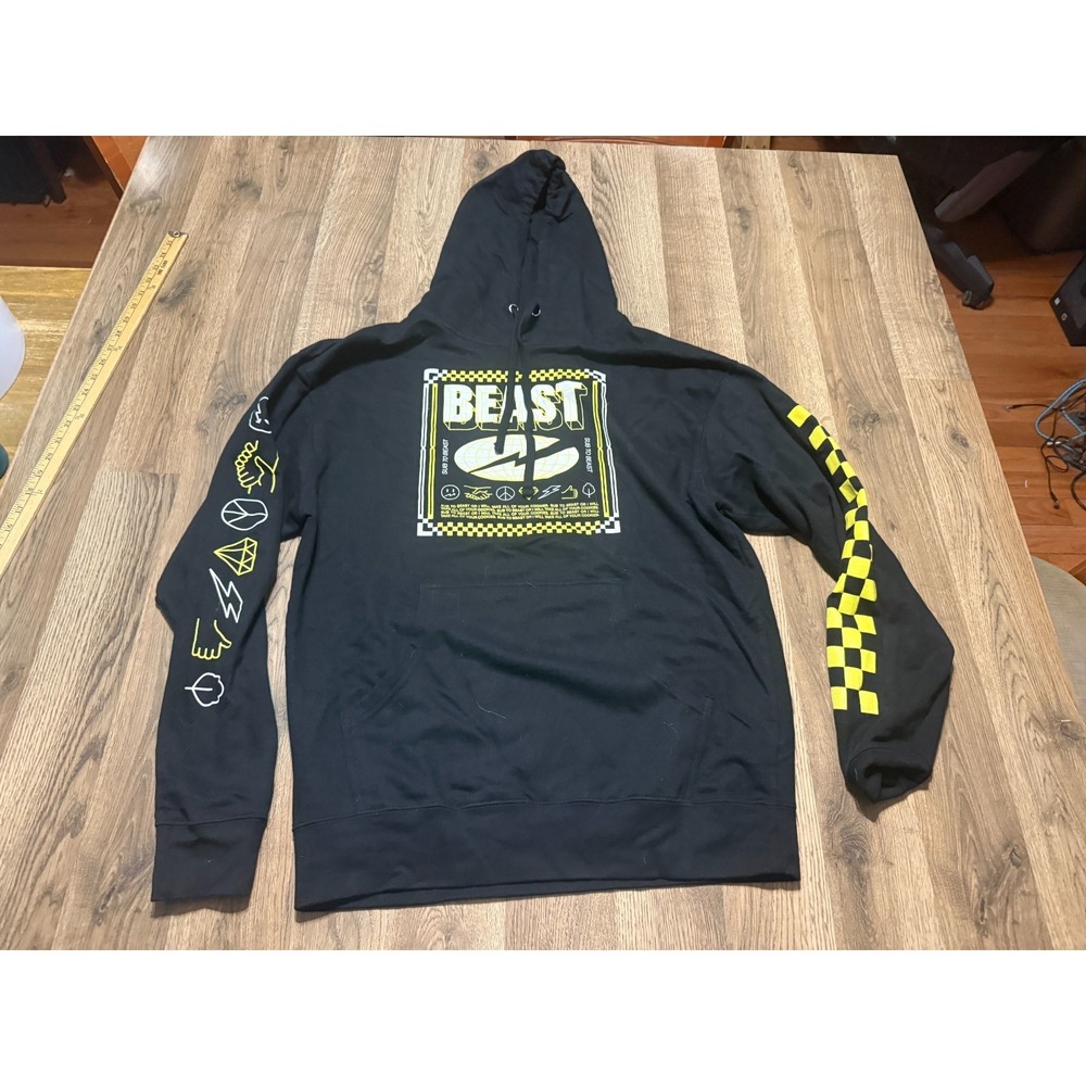 Mr. Beast Sweatshirt, Men's Large, Black White Yellow, Pullover, SUB TO BEAST